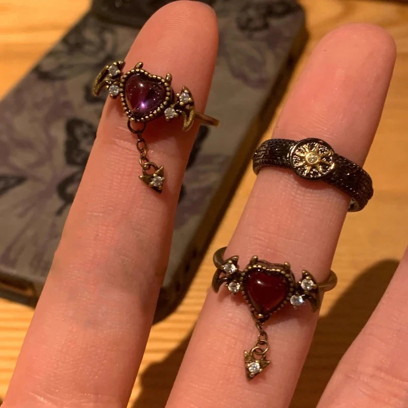 Bohemian Ethnic Style Metal Zircon Opening Adjustable Rings for Women Vintage Personality Rings Party Jewelry Accessories Gifts