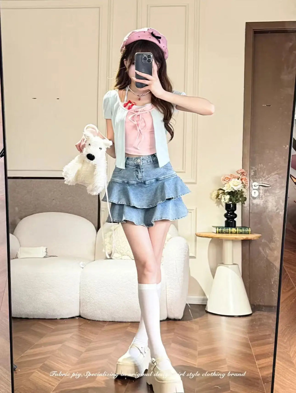 American High Waist A-word Denim Skirt Summer Cake Fluffy Skirt Women's Culottes