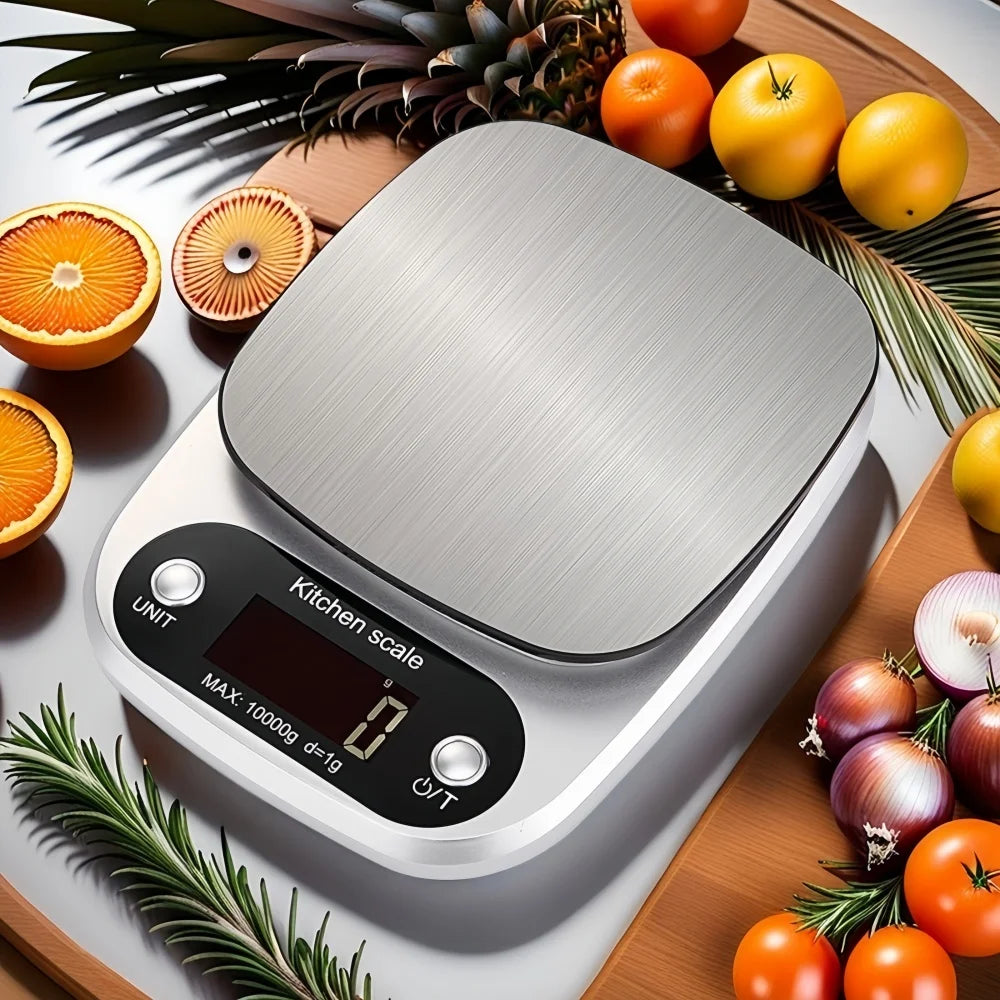 Báscula de cocina digital de 10 kg/1 g, de alta precisión, con pantalla LCD, para alimentos, joyería, café, repostería, portátil, herramientas de cocina de alta calidad