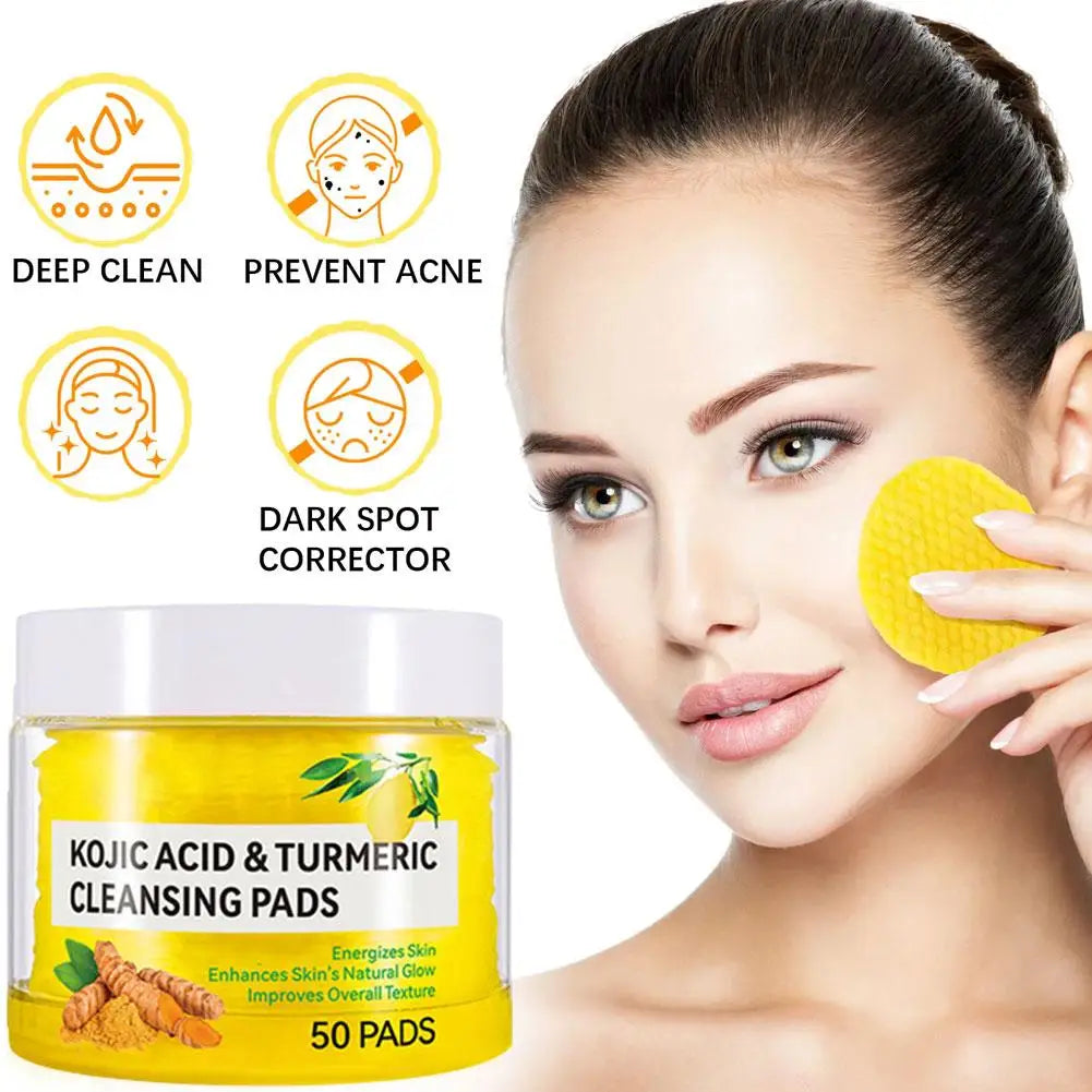 50pads Turmeric VitaminC Clay Mask Deep Cleansing Facial Improves Dark Spots Hydrating Skin Care Tightens Skin Evens Skin Tone