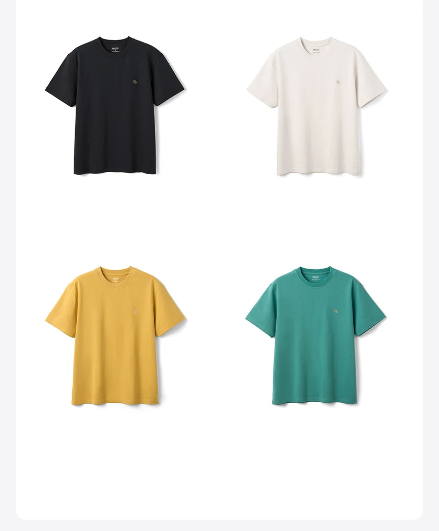 SIMWOOD Men's 230gsm Cotton Sorona Blend Soft Breathable T-Shirt Men Loose Fit Short Sleeve Tee Casual Summer Top