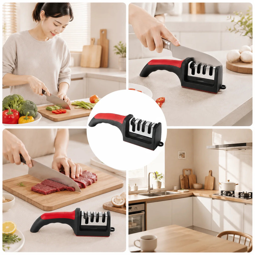 3-Stage Kitchen Knife Sharpener - Multi-Functional Sharpening Tool