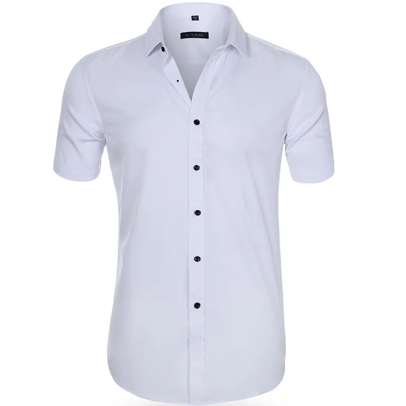 Men's Long Sleeve Dress Shirt Slim Fit Non-Iron Black Business Shirt