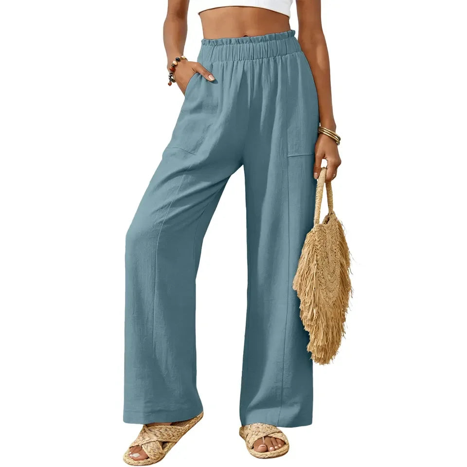 Women's Wide Leg Pants High Waist Loose Casual Trousers with Pockets