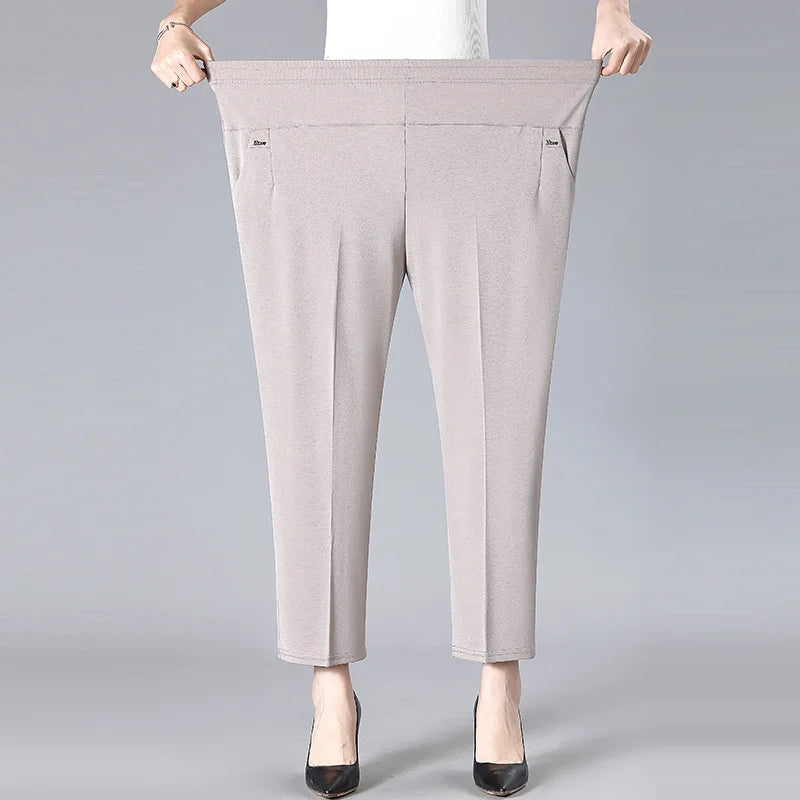 Middle Aged Women'S'S Pants 2026 New Summer Thin High Waiste Elastic Loose Straight Pants Female Casual Trousers 5Xl 6Xl 7Xl 8Xl