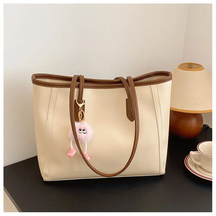 Solid Color PU Leather Women's Handbag, Versatile Korean Single Shoulder Underarm Bag, Temperament Tote Bag for Women Daily Use