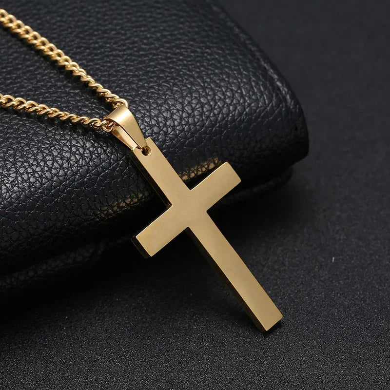 Vintage Gothic Pendant Cross Necklace Cool Street Style Punk Jewelry For Men Women'S Black Chain Accessories Decoration
