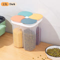Caja de almacenamiento de cereales para cocina, de plástico, con 4 compartimentos, tarro sellado para cereales, recipiente para alimentos, tanque de grano a prueba de humedad, caja para mantener frescos los espaguetis