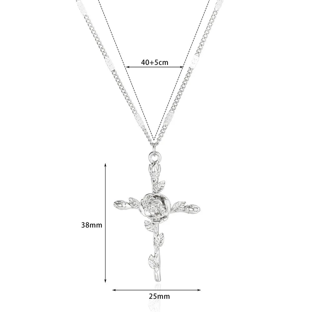 Stainless Steel Jesus Cross Necklace For Women'S Men Gold Color Caravaca Angels Crucifix Charm Choker Rapper Jewelry Hip Hop