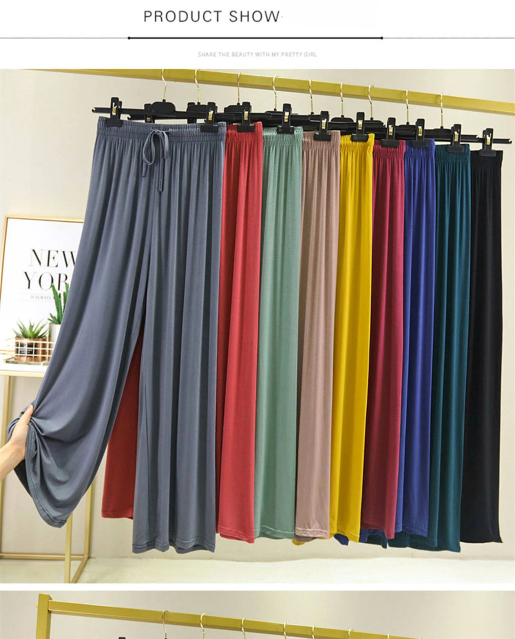 VGVFHZY Women's Wide Leg Pants High Waist Casual Loose Ice Silk
