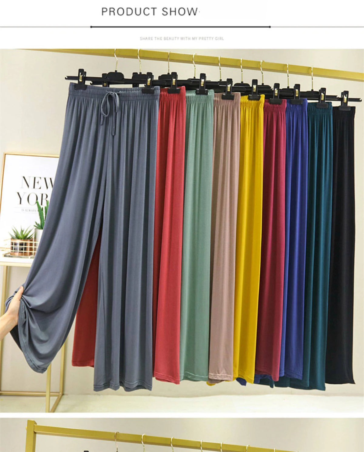VGVFHZY Women's Wide Leg Pants High Waist Casual Loose Ice Silk