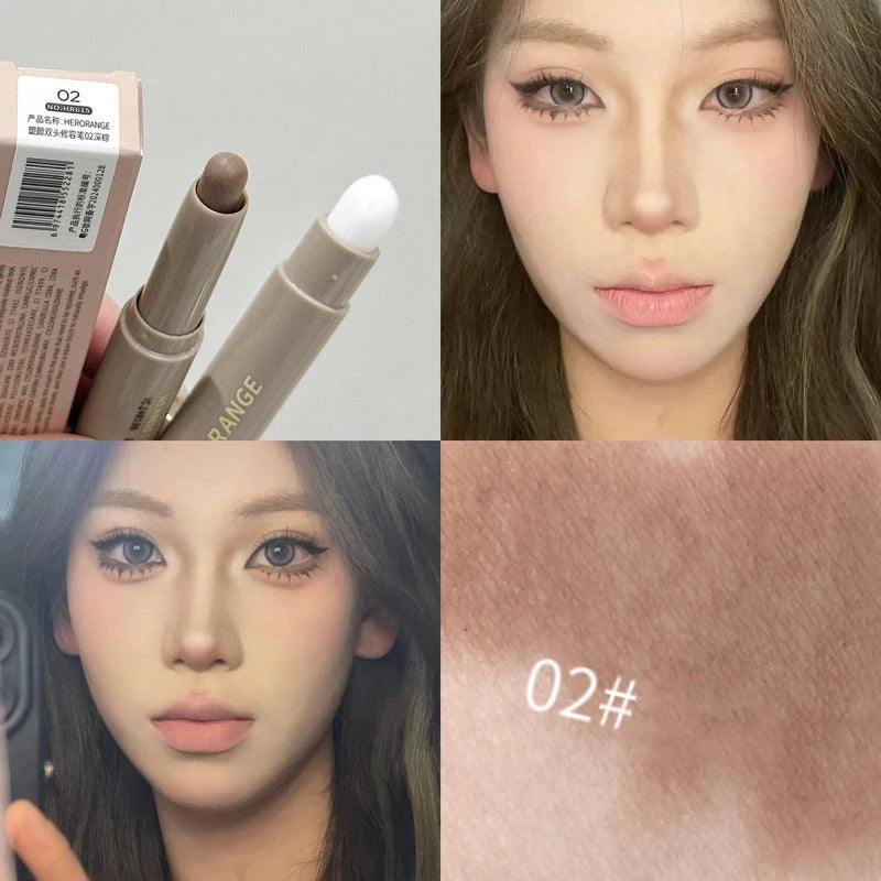 Kzlet Contouring Shading Stick with Blending Brush - Gray-Brown