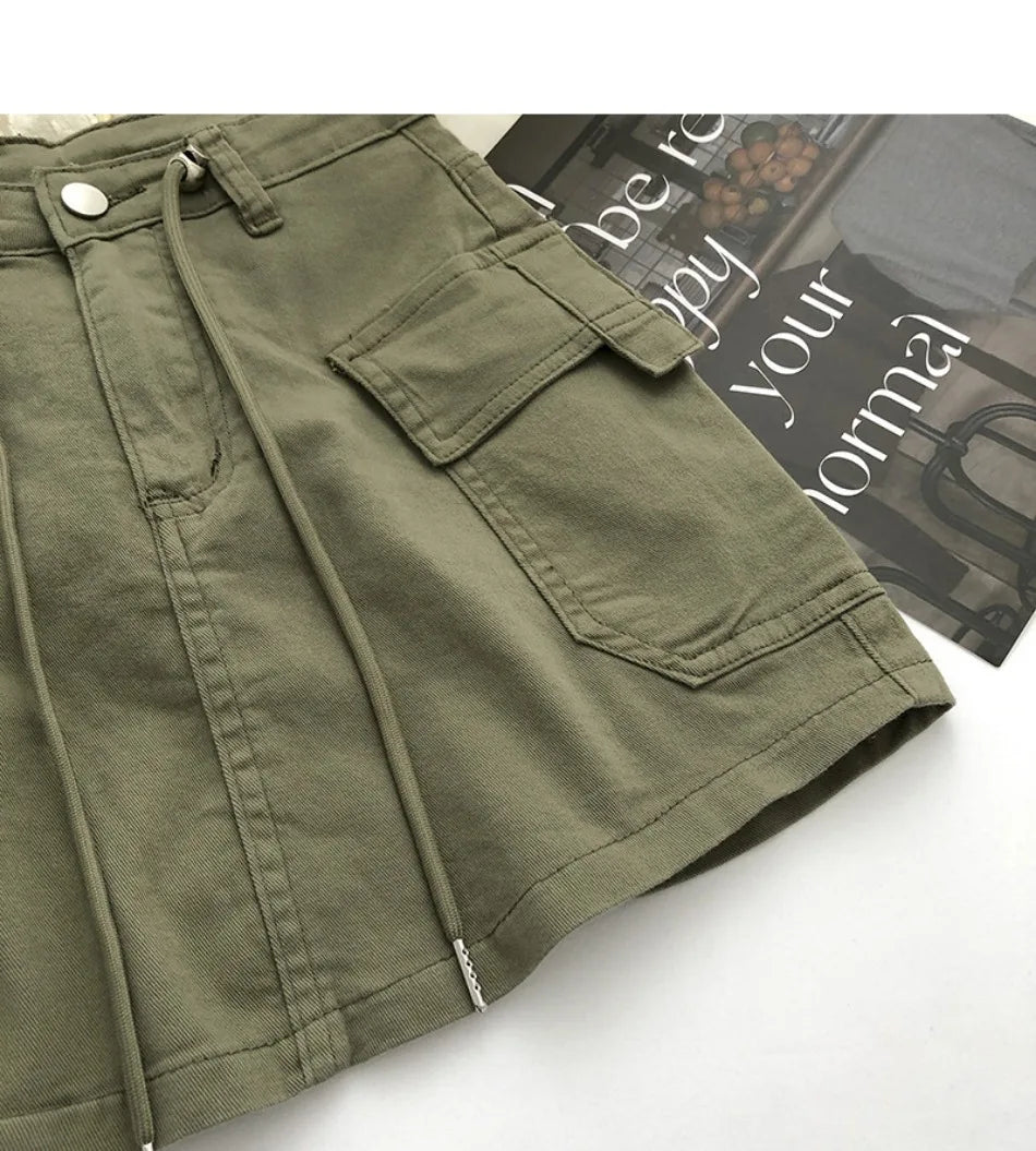 New in Women Summer Drawstring High Waist Denim Package Hip Half-body Skirt Korean Fashion Vintage Versatile Skirt Women Clothes