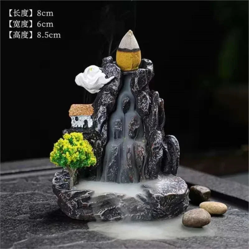 Zen Backflow Incense Burner – Mountain Waterfall Censer