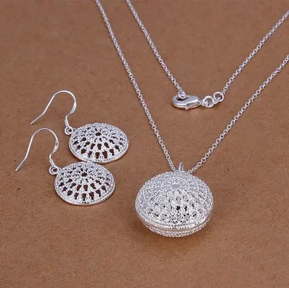 Charms 925 Sterling Silver Wedding Jewelry Set For Women Pendant Necklace And Earrings Top Quality