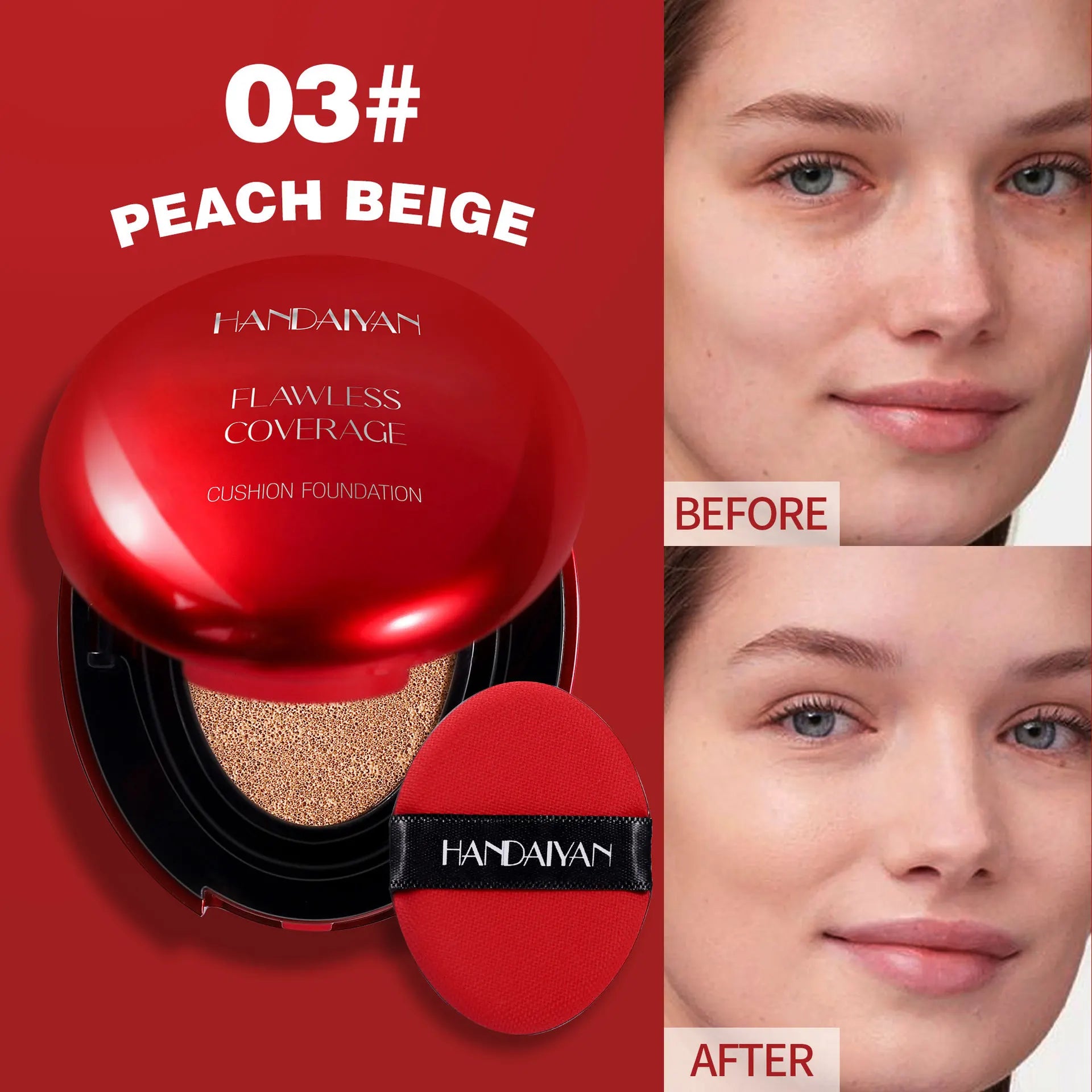 Korean Air Cushion Foundation - Light Natural Moisturizing Concealer Whitening Oil-Control Women'S'S Long-Lasting Makeup Base