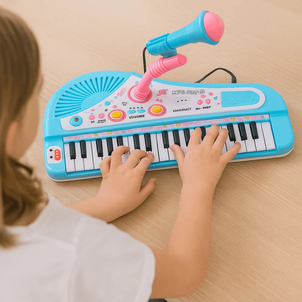 Plastic 37 Key Piano Musical with Microphone Montessori 37 Key Electronic Keyboard Simulation Multifunctional Electronic Piano