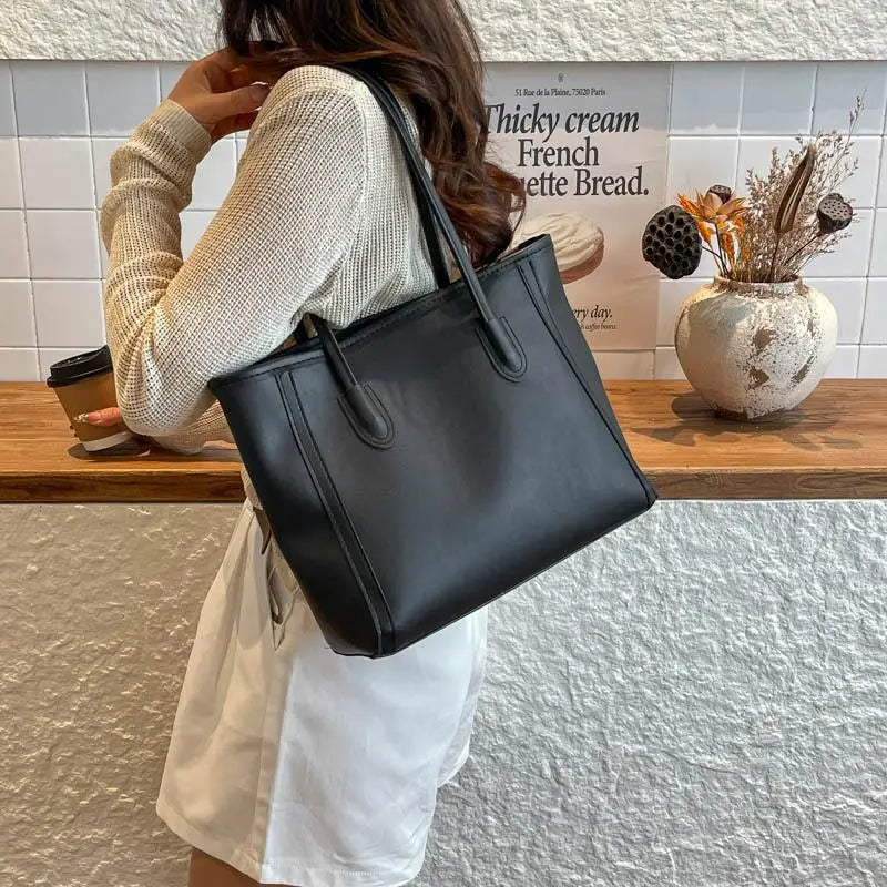 Women Tote Bag Large Capacity PU Leather Commuting Versatile Simple Shoulder Bag Crossbody Work Handbag Fashion Travel Casual