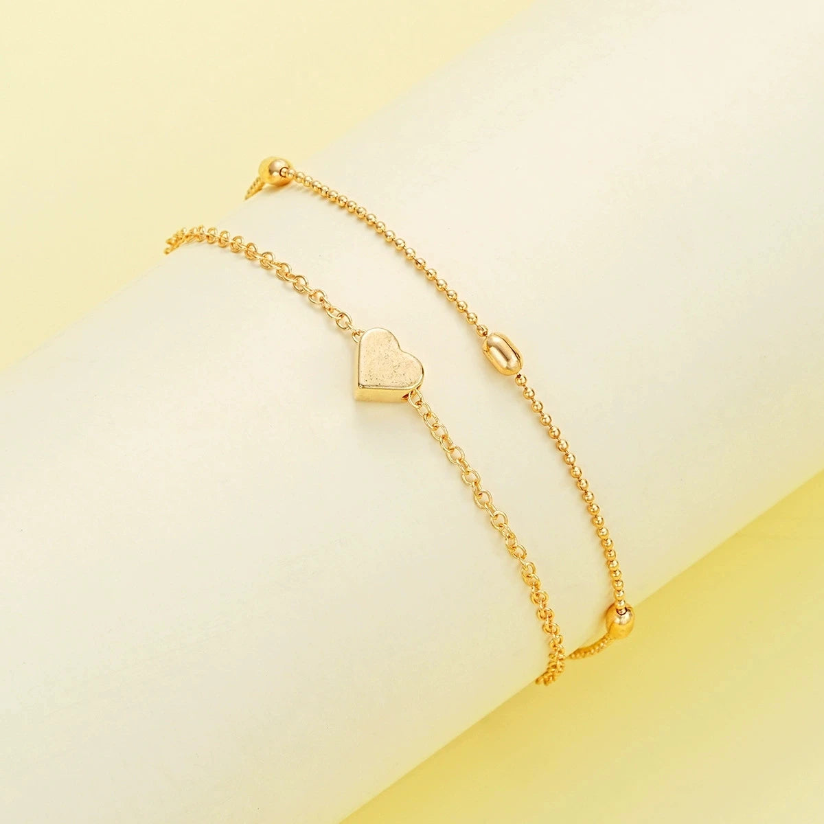 Fashion Imitation Pearl Heart Jewelry Set For Women'S Gold Silver Color Round Beads Necklace Bracelet Set Daily Wear Accessories