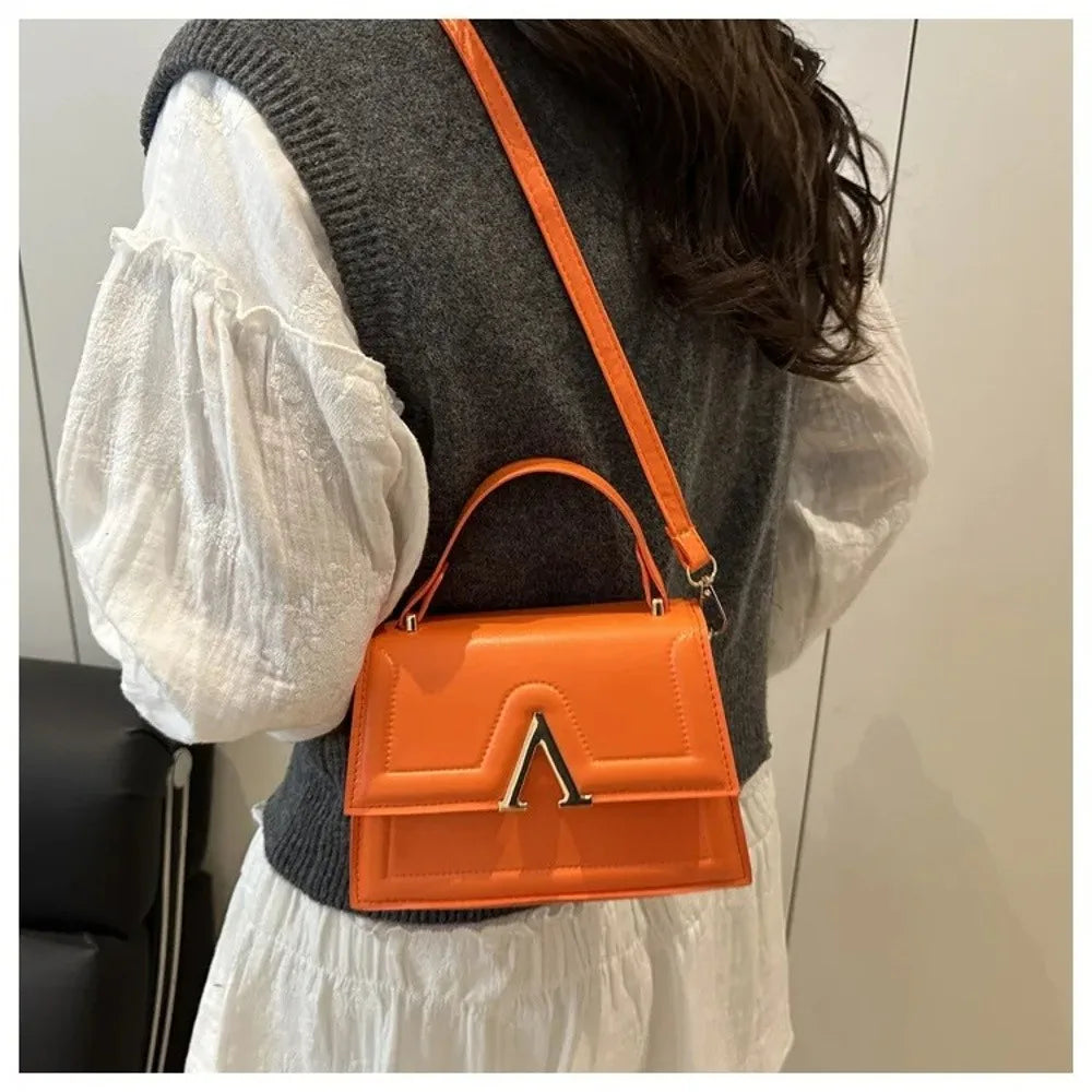 Casual Retro Shoulder Bag Candy Color Large Capacity Crossbody Bag PU Material Street Trend Ladies Handbag