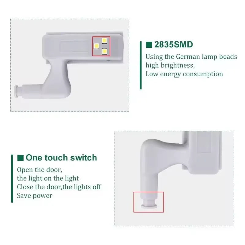 10 Unidades/Set Luces LED para Armario de Cocina, Lámpara de Bisagra Interior para Iluminación de Dormitorio, Armario, Closet, Luces Debajo de Gabinete, Luz Nocturna