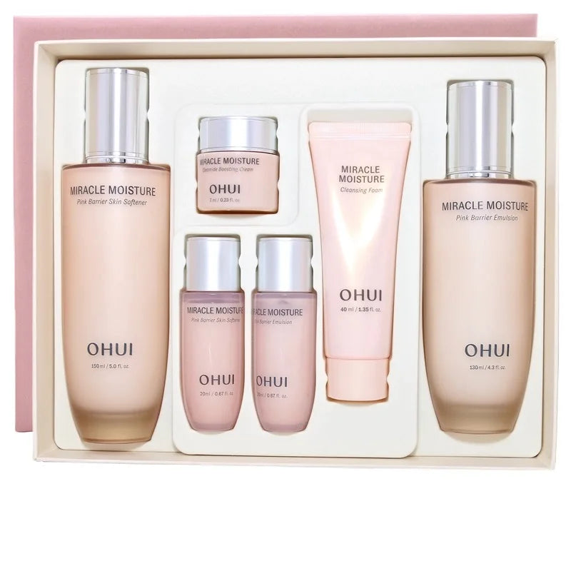 Korean Cosmetics Original Ohui Pink Miracle Hydration Set Toner Lotion Moisturizing Repairing Nourishing Face Cream Hydrate Set