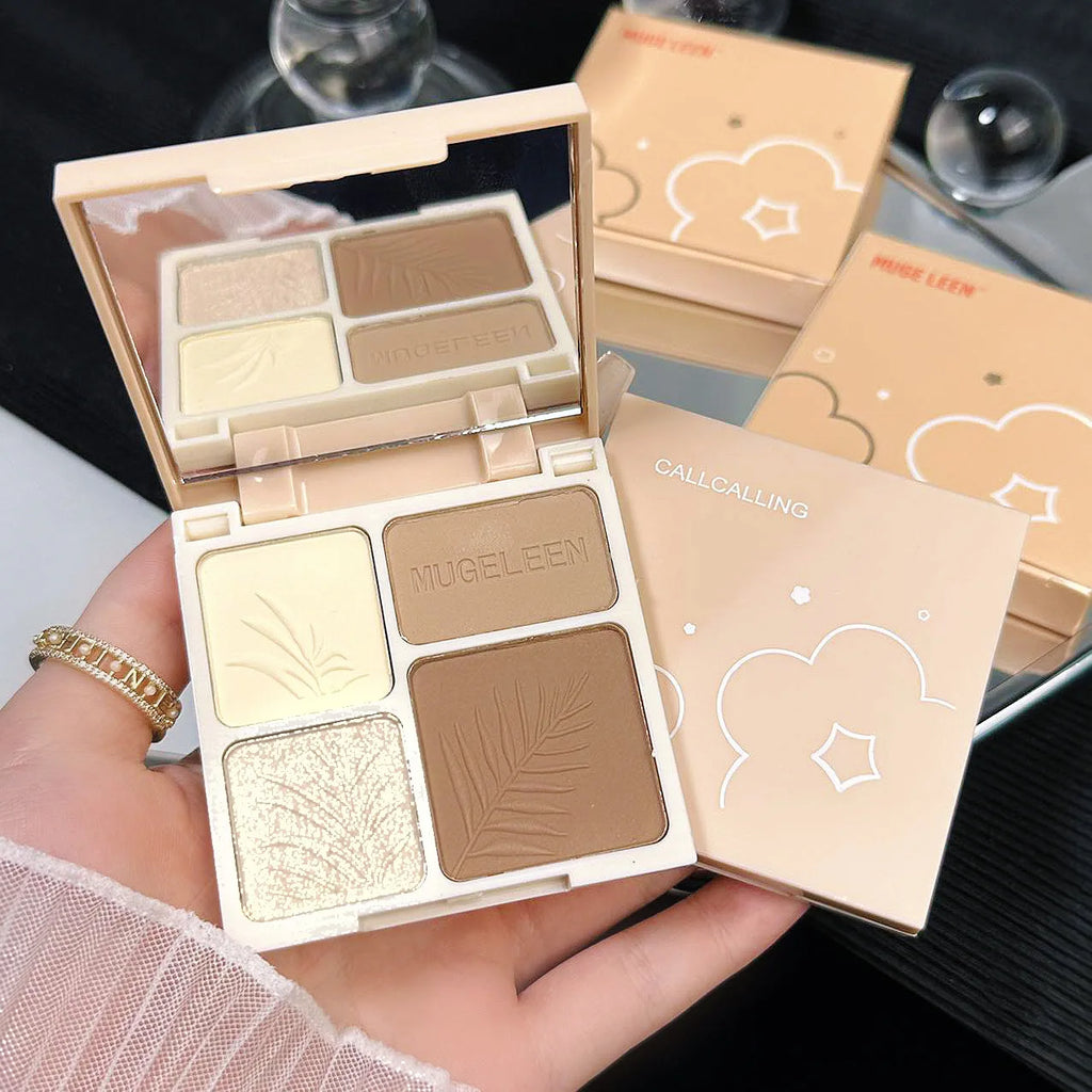 4 Colors Highlighter Contour 3D Facial Bronzer Cosmetic Brightening Beige Matte Highlights Palette Nose Shadow Powder Makeup