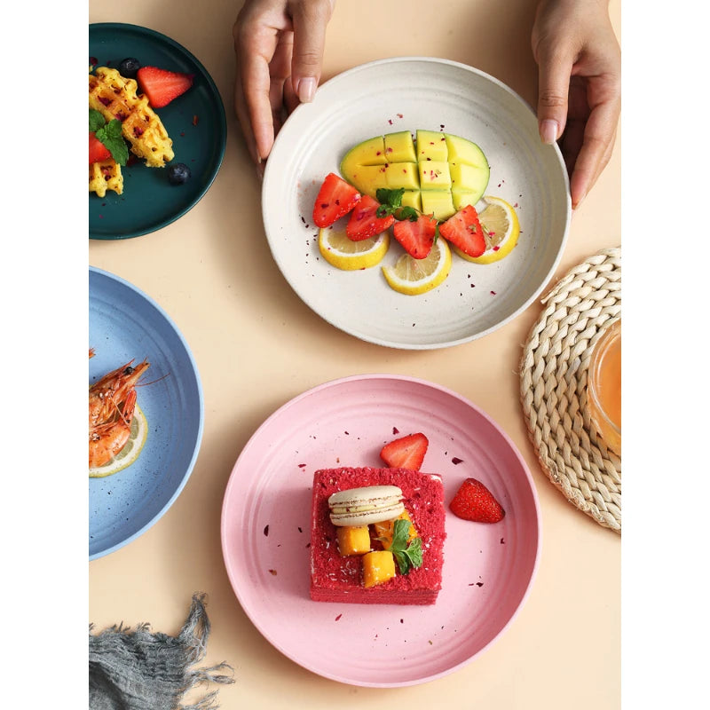 Wheat Straw Dinner Plate Set, Lightweight Unbreakable, 15cm, 6-Piece