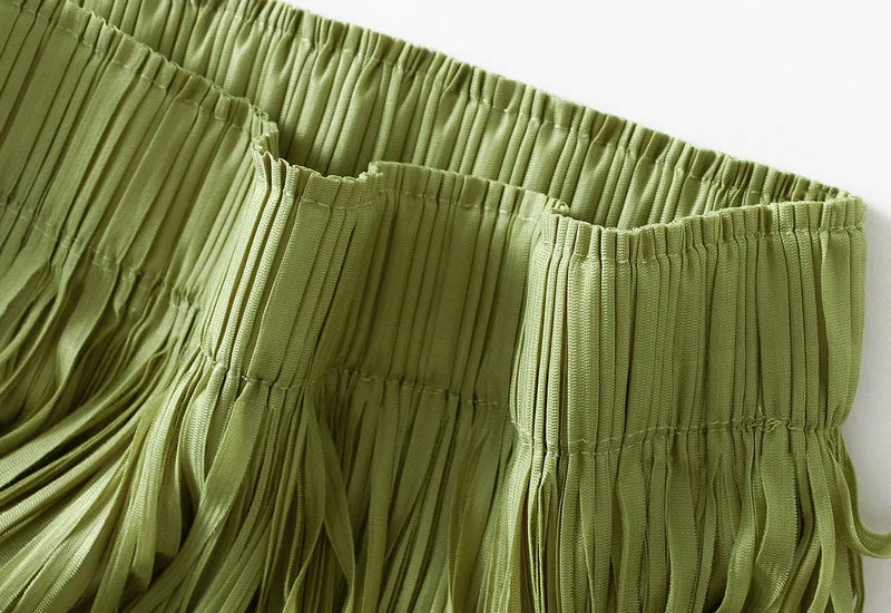 Luxury Multi Solid Colors Pleated Skirt for Women's Large Hem Folds A-line Skirts Female 2025 Loose Fashion Skirts Casual 0666