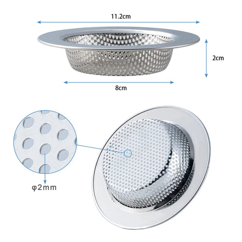 2 Pcs Stainless Steel Kitchen Sink Strainer Drain Hair Catcher