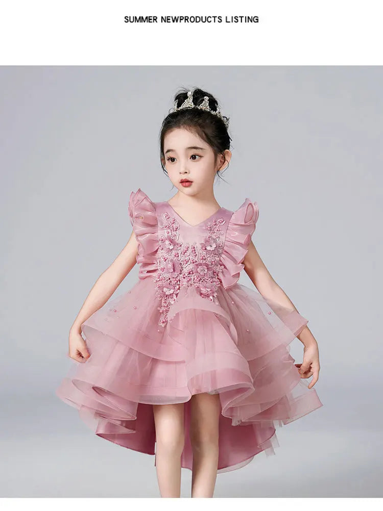 Fashion Flower Girl Dresses Sleeveless Lace Kids Clothes Girls Dress Summer Children Girls Party Dresses 4-14 Years