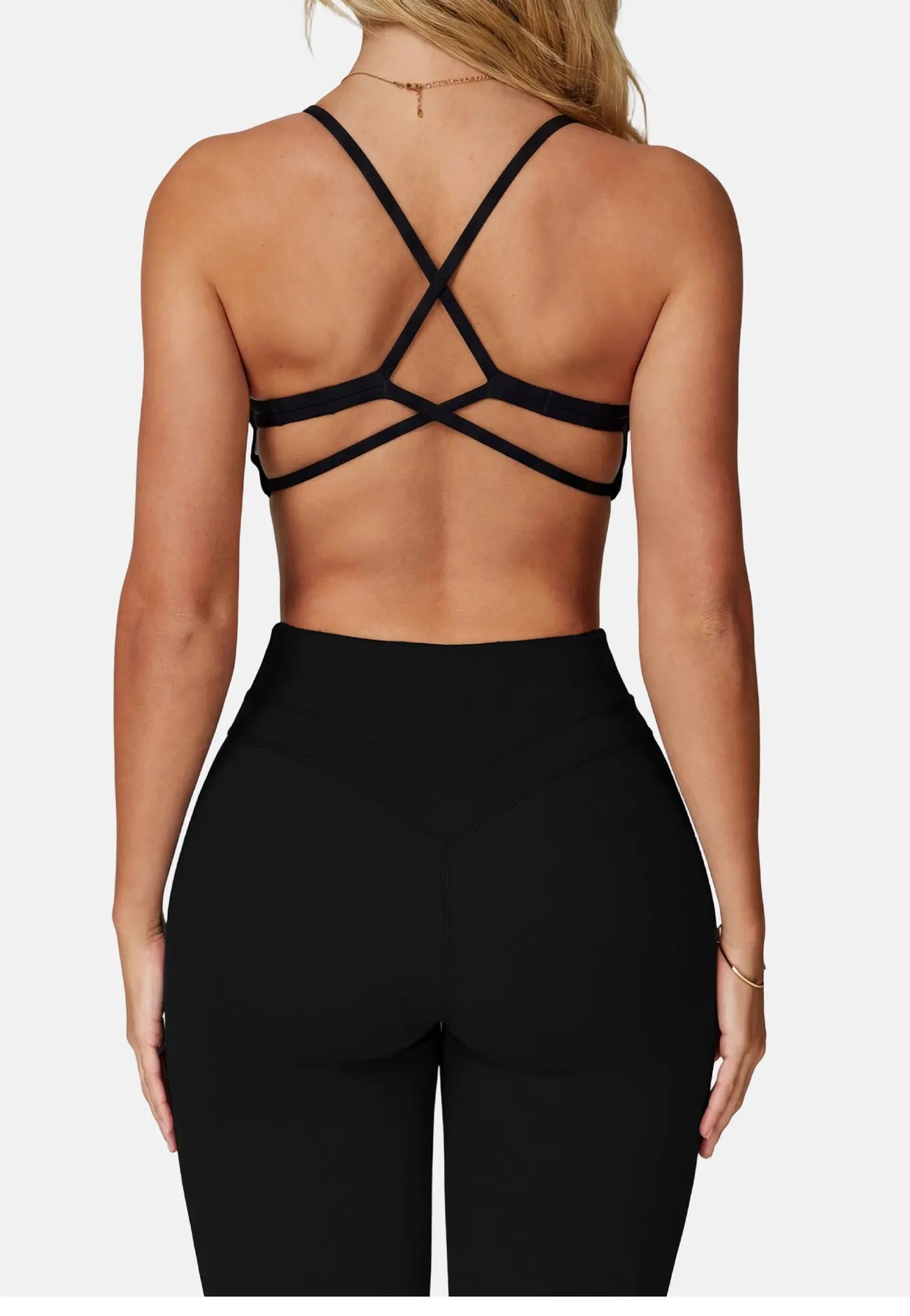 Solid Color Comprehensive Training Yoga Bra Women Fitness Bra Cross Back Sport Underwear Gym Top Hollow Back Push Up Chest Pad