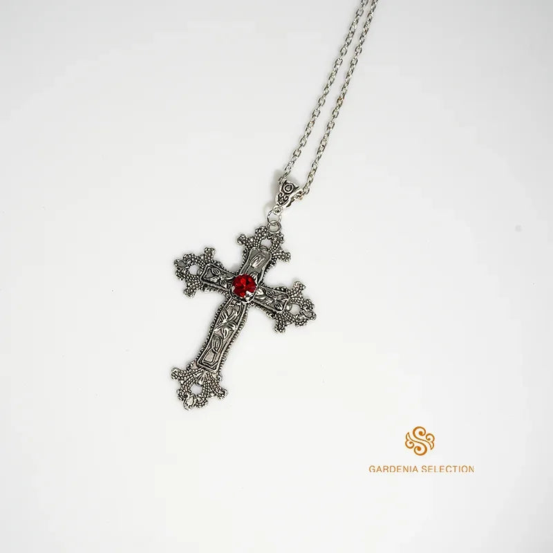 Punk Crystal Cross Pendant Necklace Women'S'S Gothic Clavicle Necklace Necklace Aesthetic Jewelry Bijoux Gifts