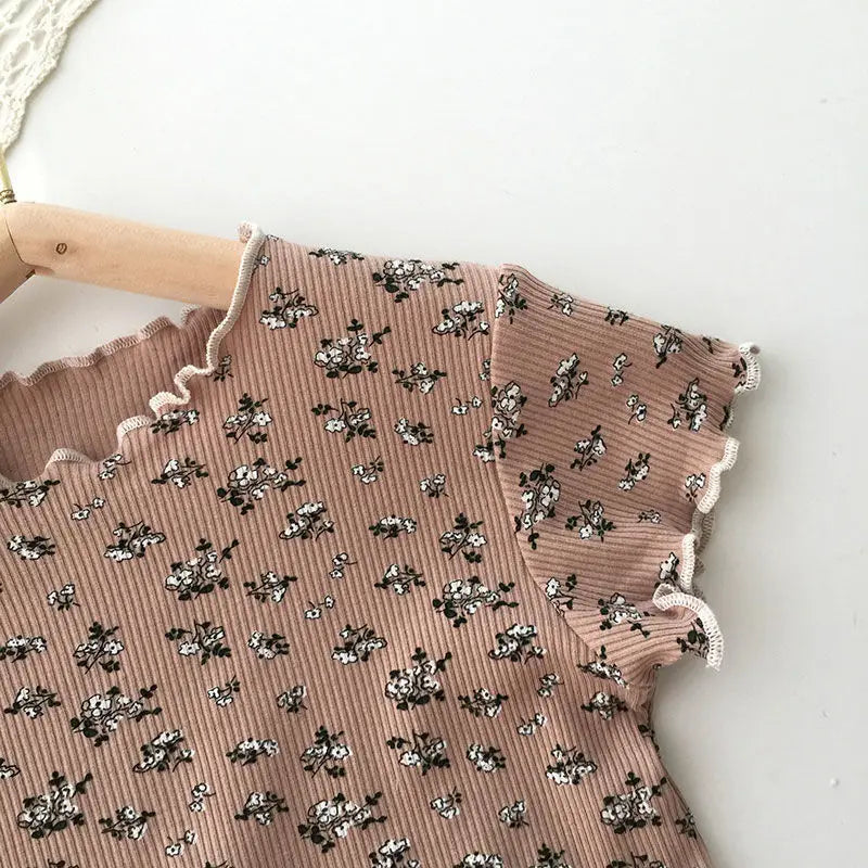 Baby Girl Floral Pajamas Set Summer Short Sleeve Thin Two Piece Outfits Toddler Kids Sleepwear Infant Home Wear Children Clothes