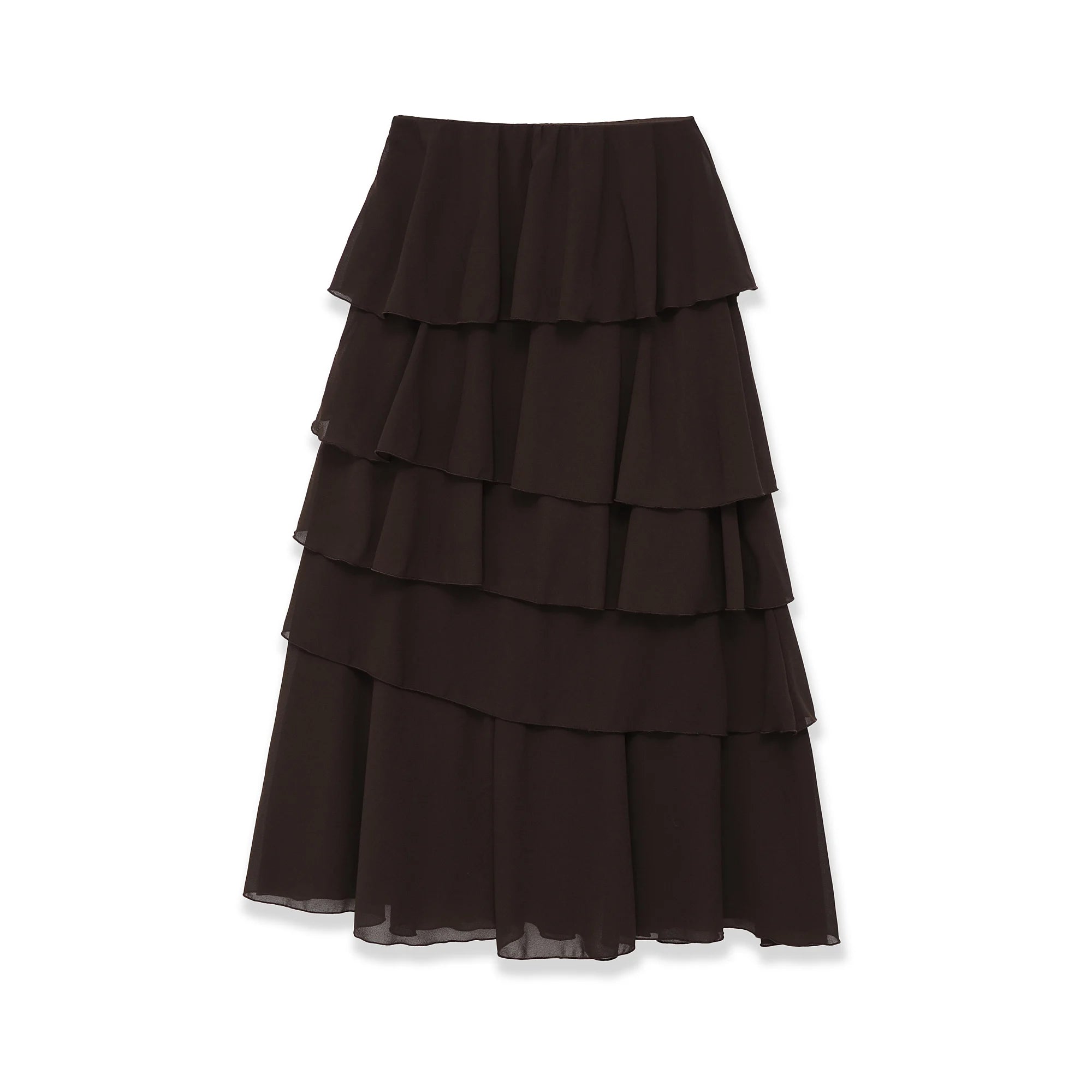 Vintage Tiered Brown Party Commute Modern High Street Long Skirt Elegant Streetwear Fashion 2026 Spring Female Skirt