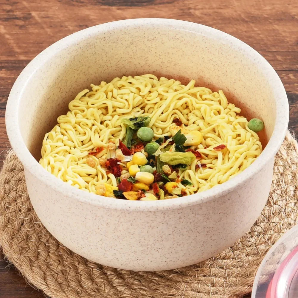 Fiambrera Bento de Paja de Trigo de 3 Piezas, Tazón de Ensalada Ecológico con Tapa, Apto para Microondas, Contenedor de Alimentos, Vajilla de Cocina