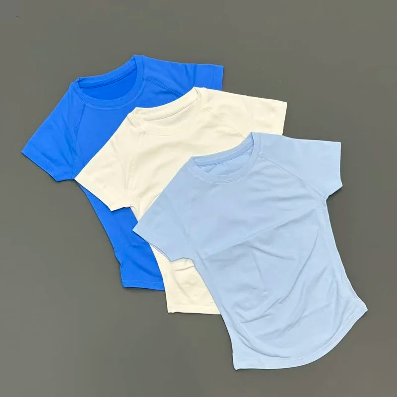 Short Sleeve Seamless Yoga Top Women Quick Dry Breathable Slim Fit Workout Gym Running Fitted Sports T-Shirt Activewear