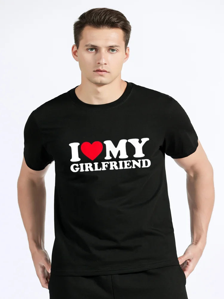 I Love My Girlfriend T Shirt I Heart My-Girlfriend Tshirt Gf T-Shirt Boyfriends Gifts Valentine'S Day Costume Graphic Tee Tops