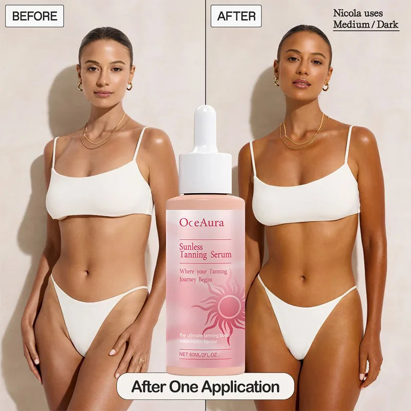 Self Tanning Drops Natural Herbal Enhance Skin Melanin Liquid Bronzer Tanner Body Face Prevent Sunburn Sunless Tanning Products