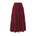 New In 2026 Women's Spring Summer Casual Long Skirts Female Elasticity High Waist Solid Color Maxi Skirt