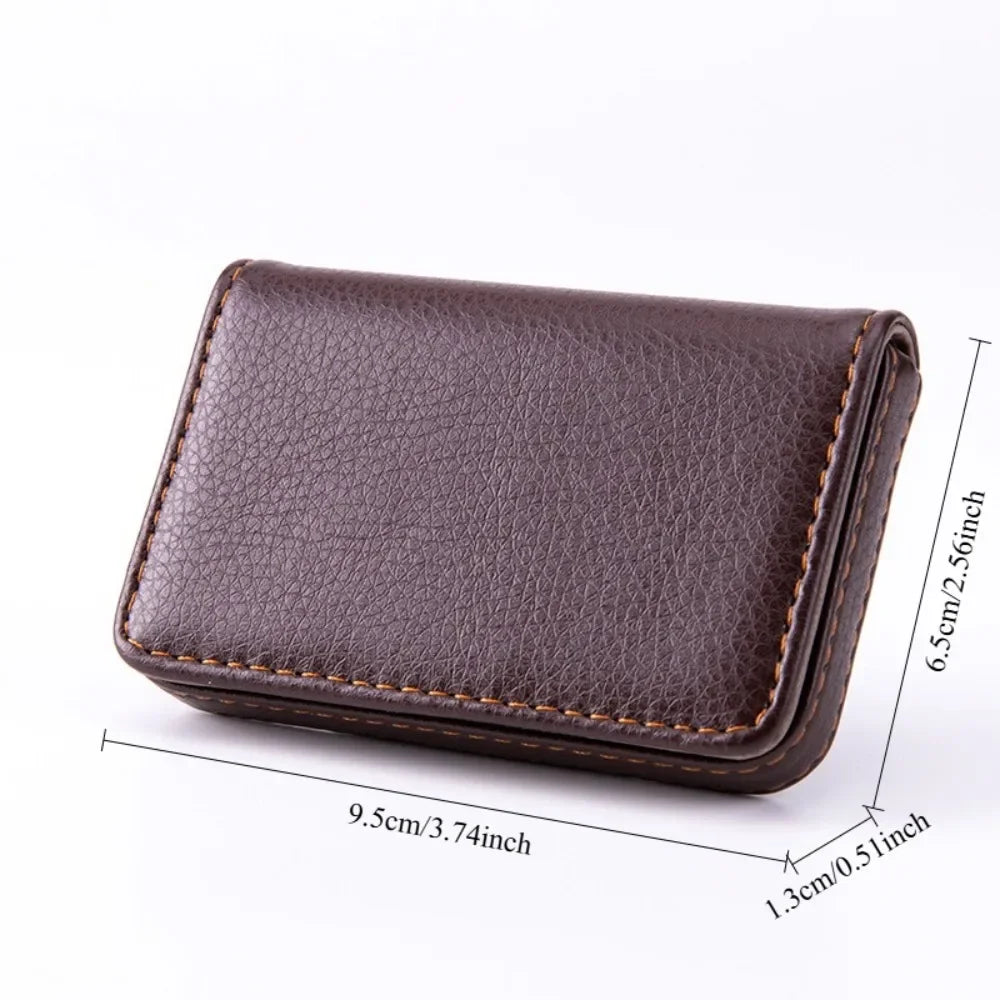 Sized Stitched PU Leather Credit High Quality Card Holder Visiting Business Card Case Wallet with Magnetic Shut for Men & Women