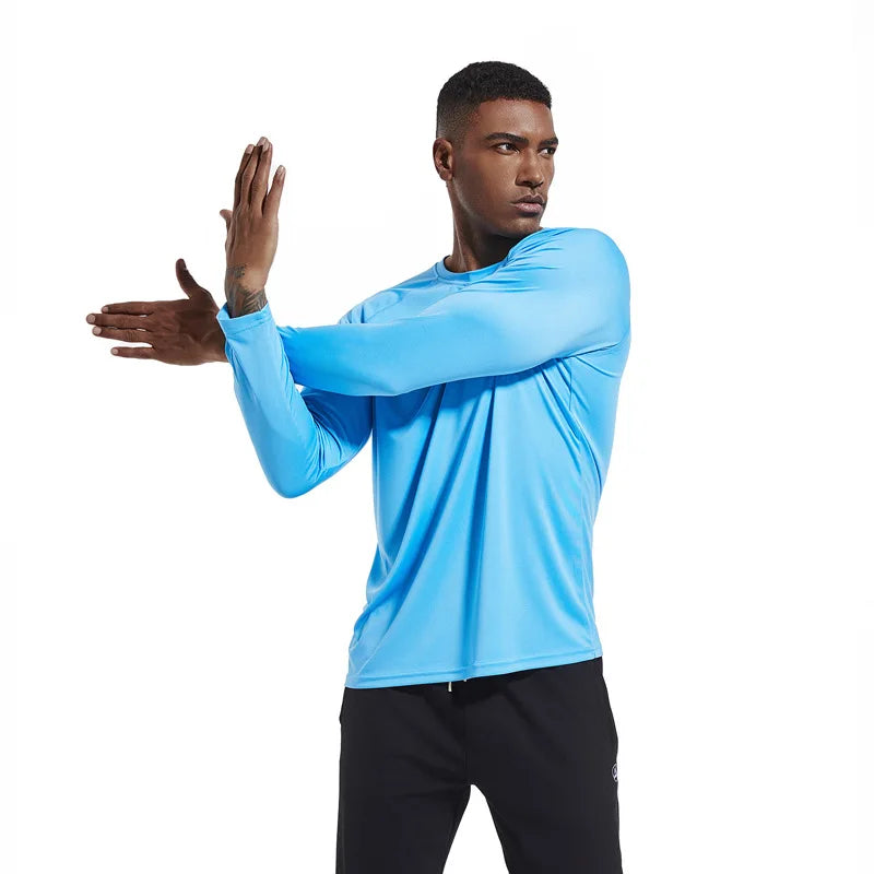 Men Long Sleeve t-Shirt Upf 50+ Sun Protection Shirts Tops Breathable Hiking Fishing t-Shirts Casual Tees Man Clothes Streetwear