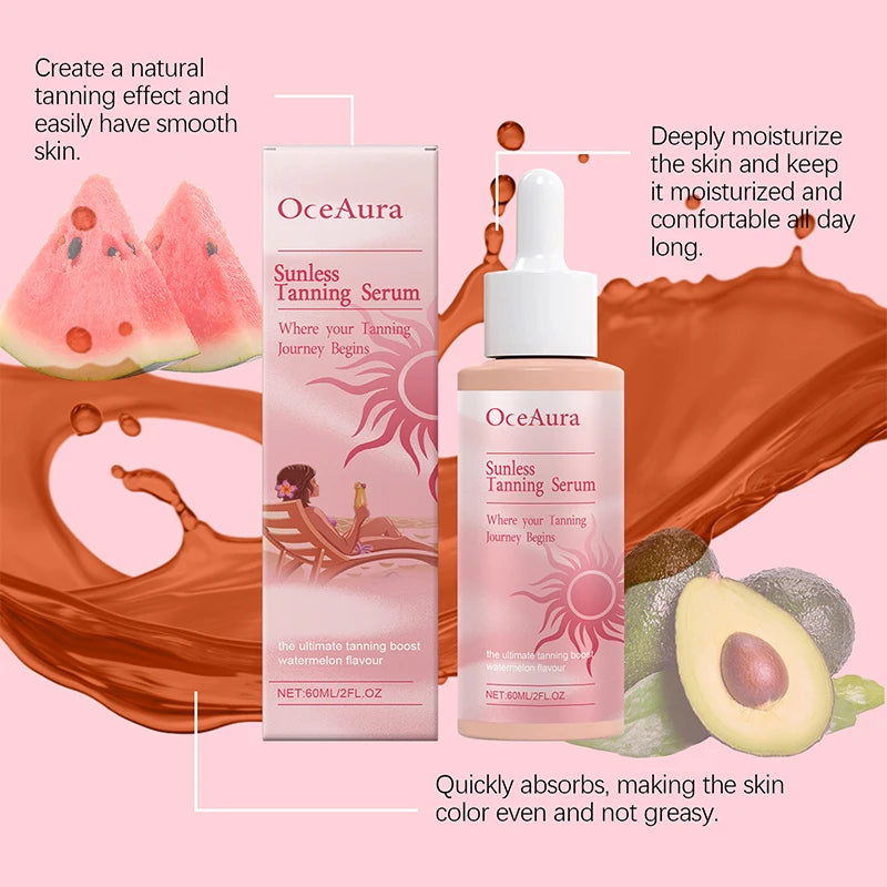Self Tanning Drops Natural Herbal Enhance Skin Melanin Liquid Bronzer Tanner Body Face Prevent Sunburn Sunless Tanning Products