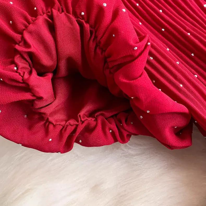 Summer Polka Dot Woman Elegant Dress Fashion V Neck Puff Sleeve Vestidos Korean A-Line Pleated Dresses 2026 Vestidos De Mujer