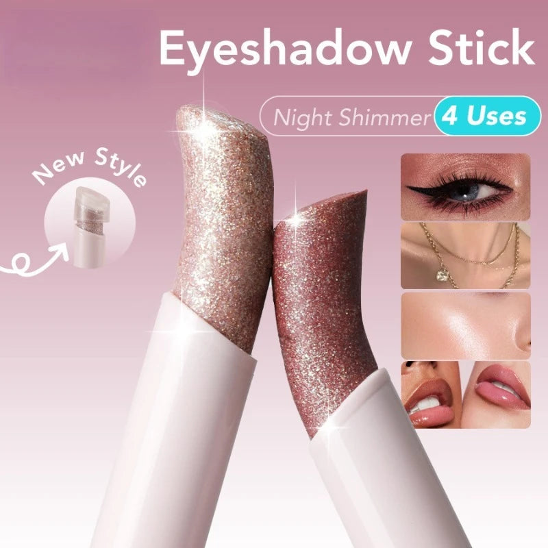 Jelly Eyeshadow Stick Holographic Pearl Shimmer and Delicate Glitter for Eye Brightening Long-Lasting Eyeshadow Highlight Stick