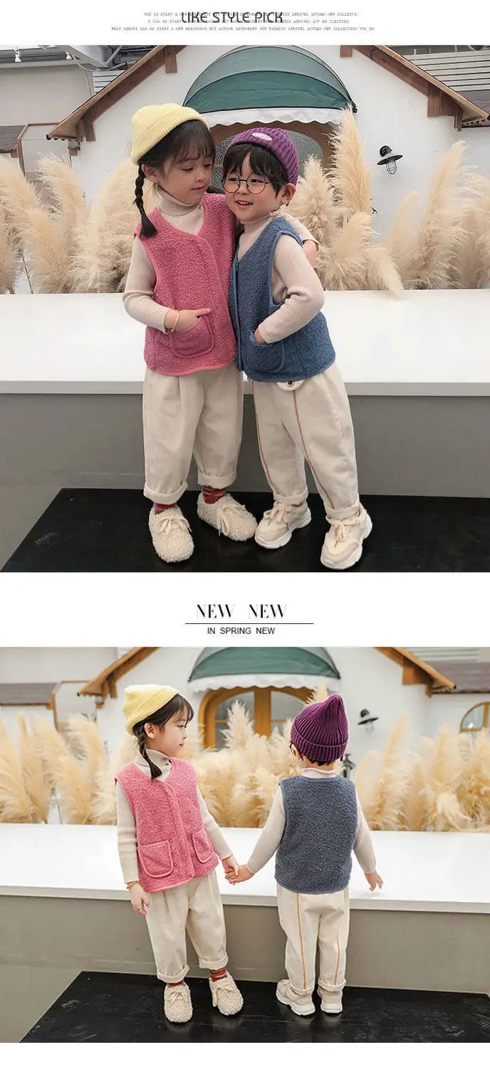 Baby Girl Boys Waistcoat Fleece Soft Warm Vest Autumn Winter Sleeveless Jacket for Children Boy Outerwear Toddler Coat Clothes
