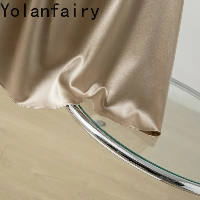 YOLANFAIRY 93% Real Mulberry Silk Pajamas for Woman 2026 Spring Summer High-end Sets Woman 2 Piece Short Sleeve Pijamas De Mujer
