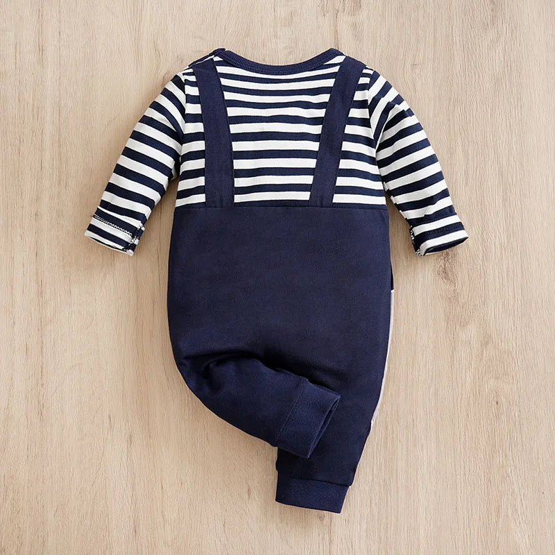 Baby Boys Girls Unisex Newborn Onesies Romper 0-18 Months Toddler Clothing Infant Long Sleeve Striped Elephant Cotton Jumpsuit