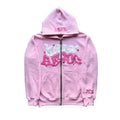 Men's Retro American Letter Zipper Printed Hooded Sweatshirt, Unisex Autumn and Winter Open Cardigan