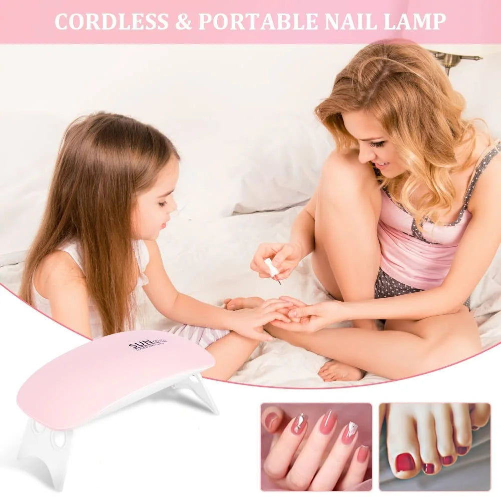 LINMANDA Mini Nail Dryer Lamp 6W LED UV Portable Nail Dryer Curing Lamp Light for Gel Based Polish with 45s/60s Timer Setting